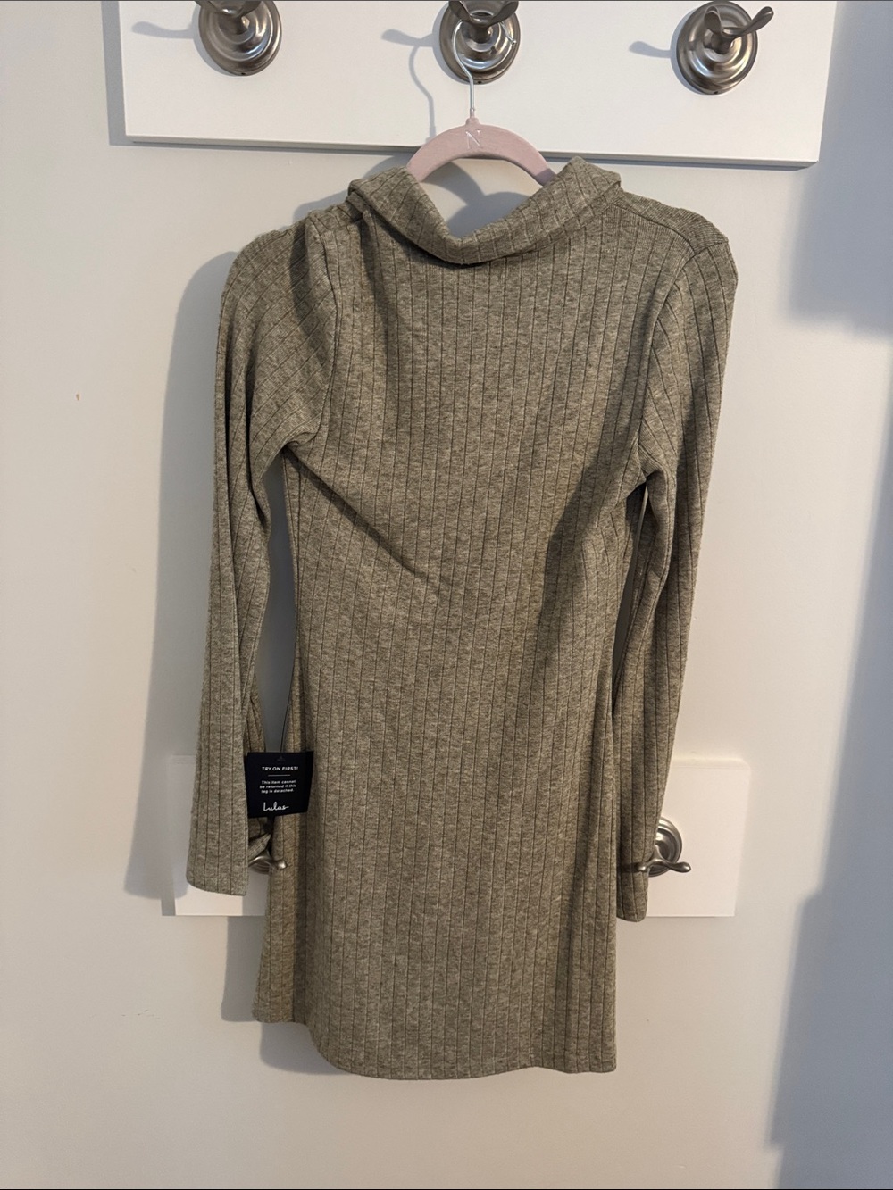 NWT Lulu's Olive Ribbed Button-Front Longline Cardigan - Picture 3 of 3